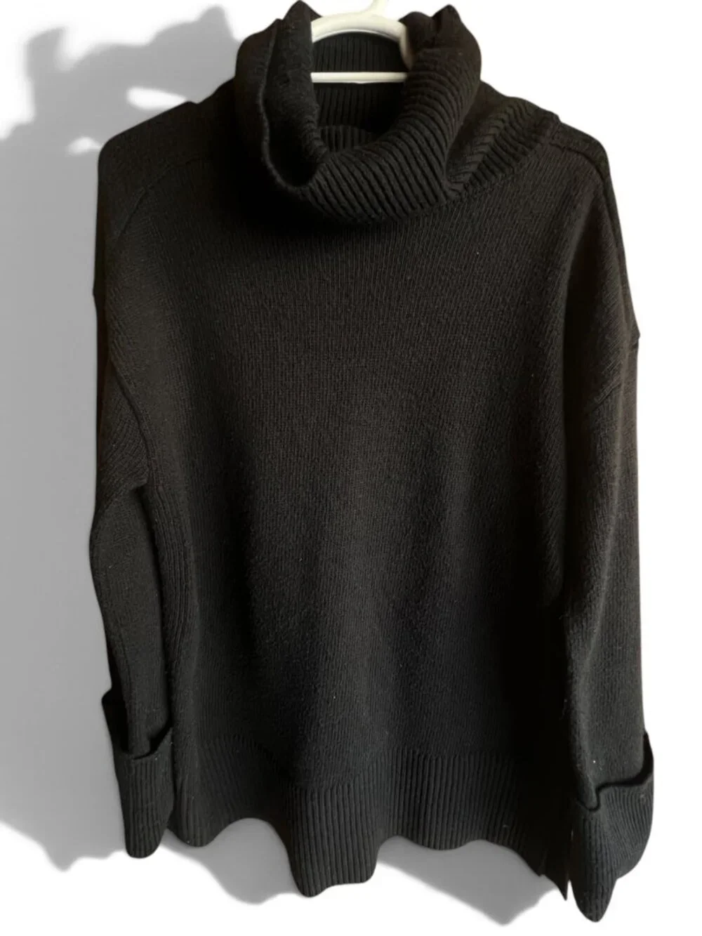 Talbots Black Heavy Knit Cowl Turtleneck Pullover Sweater Size S